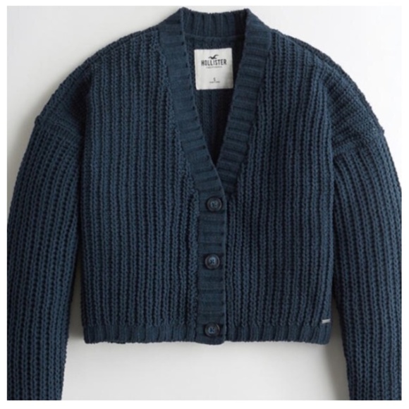Hollister Sweaters - HOLLISTER Navy Chunky Knit Cardigan